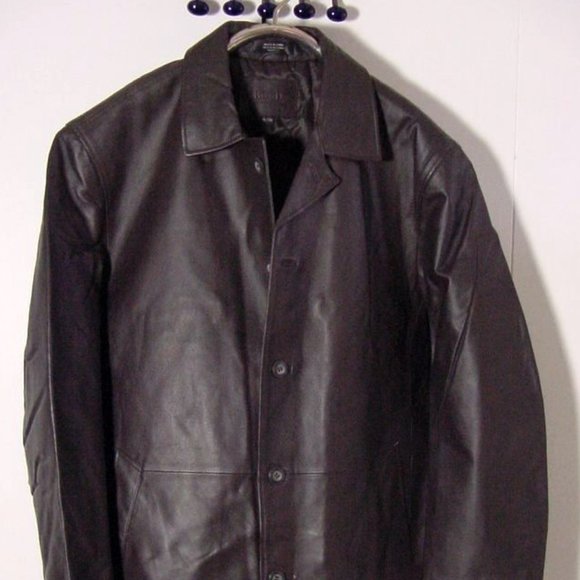 Vtg BGSD Brown Leather Button Jacket Sz XL - Picture 1 of 9